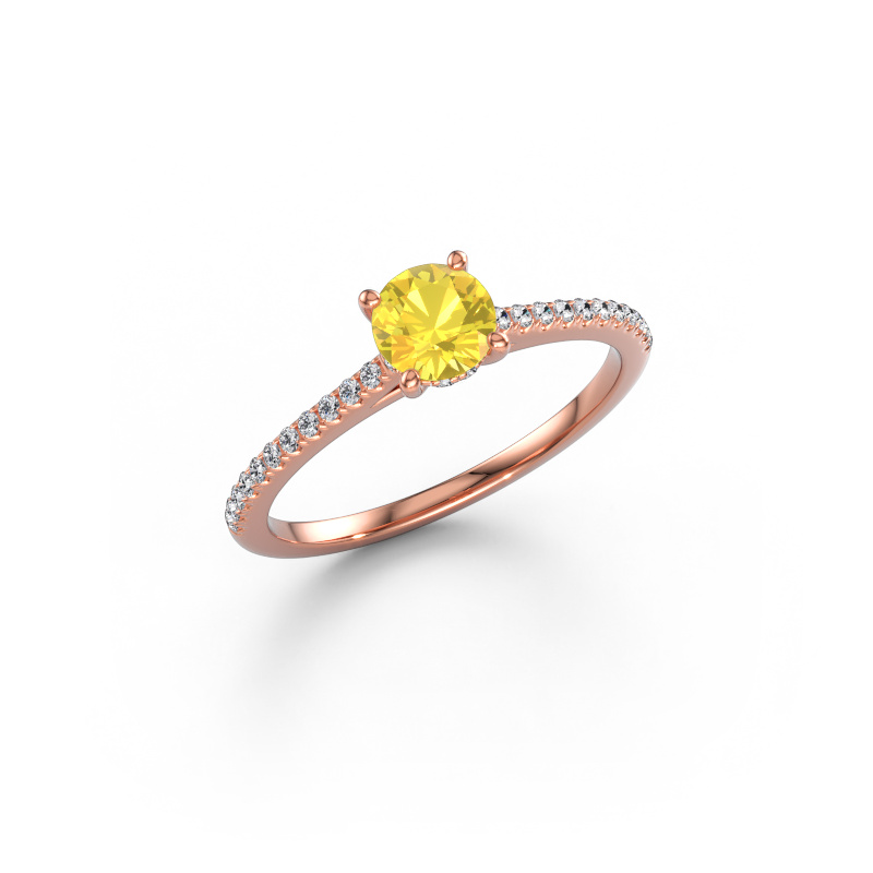 Bild av Förlovningsring Sophie RND 585 roséguld Gul safir 5 mm