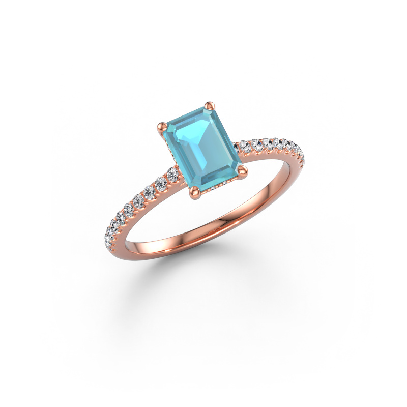 Bild von Verlobungsring Sophie EME 585 Roségold Blau Topas 7.5x5.5 mm