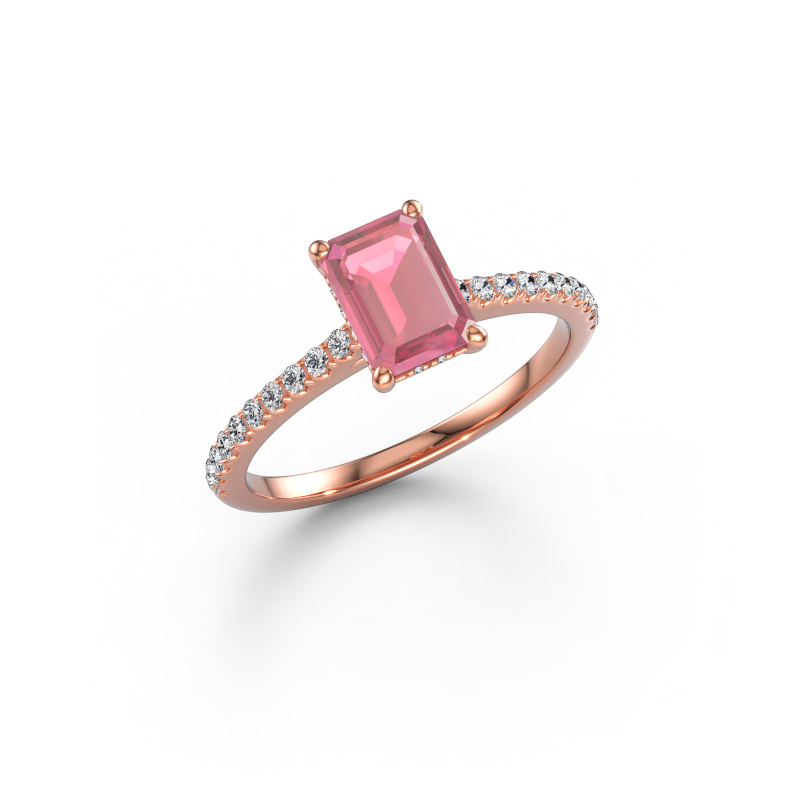 Immagine di Anello di fidanzamento Sophie EME 585 oro rosa Tormalina rosa 7.5x5.5 mm