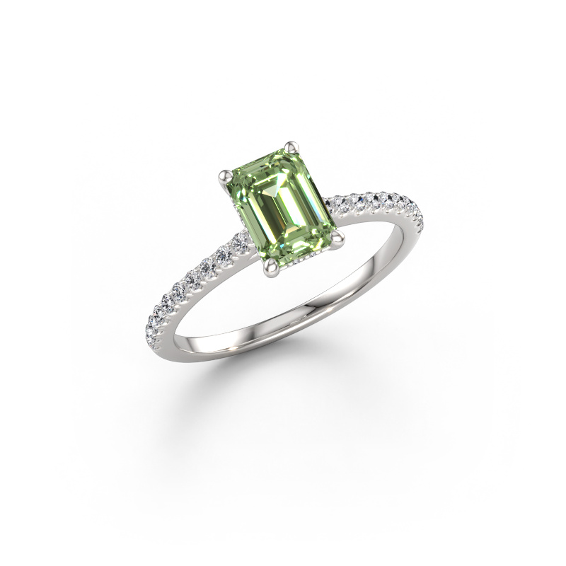 Bild av Förlovningsring Sophie EME 585 vitt guld Grön labbodlad diamant 7.5x5.5 mm
