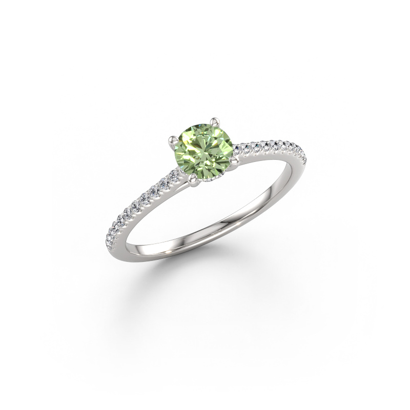 Image de Bague de fiançailles Sophie RND 585 or blanc Diamants synthétiques vert 5 mm