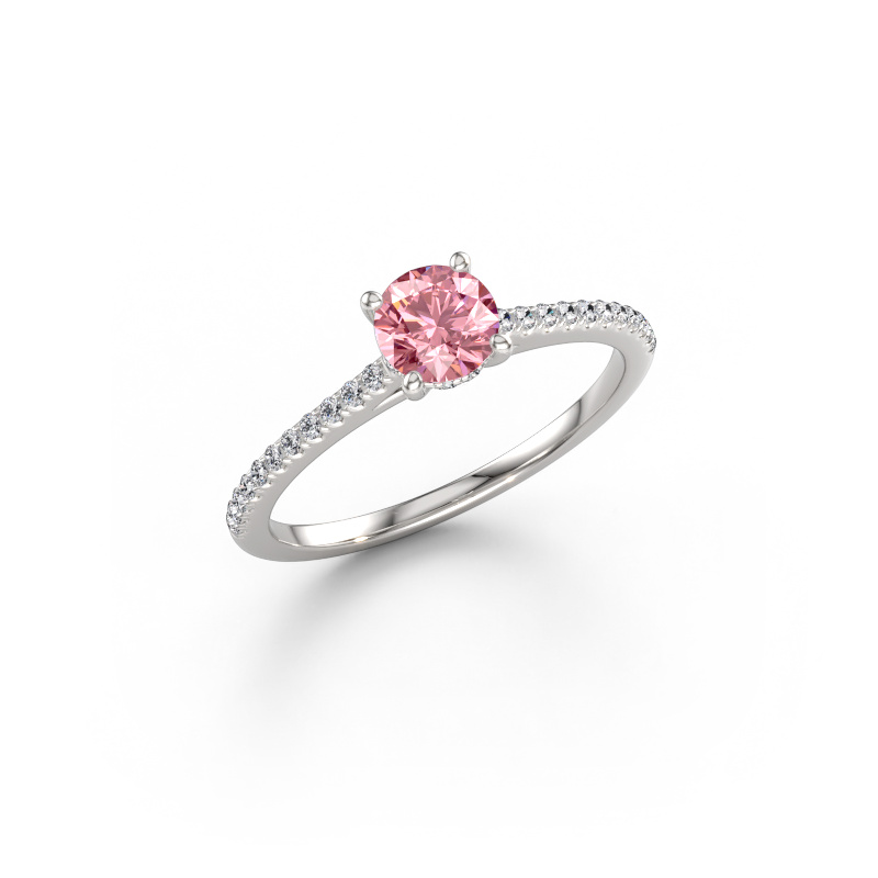 Bild av Förlovningsring Sophie RND 585 vitt guld Rosa labbodlad diamant 5 mm