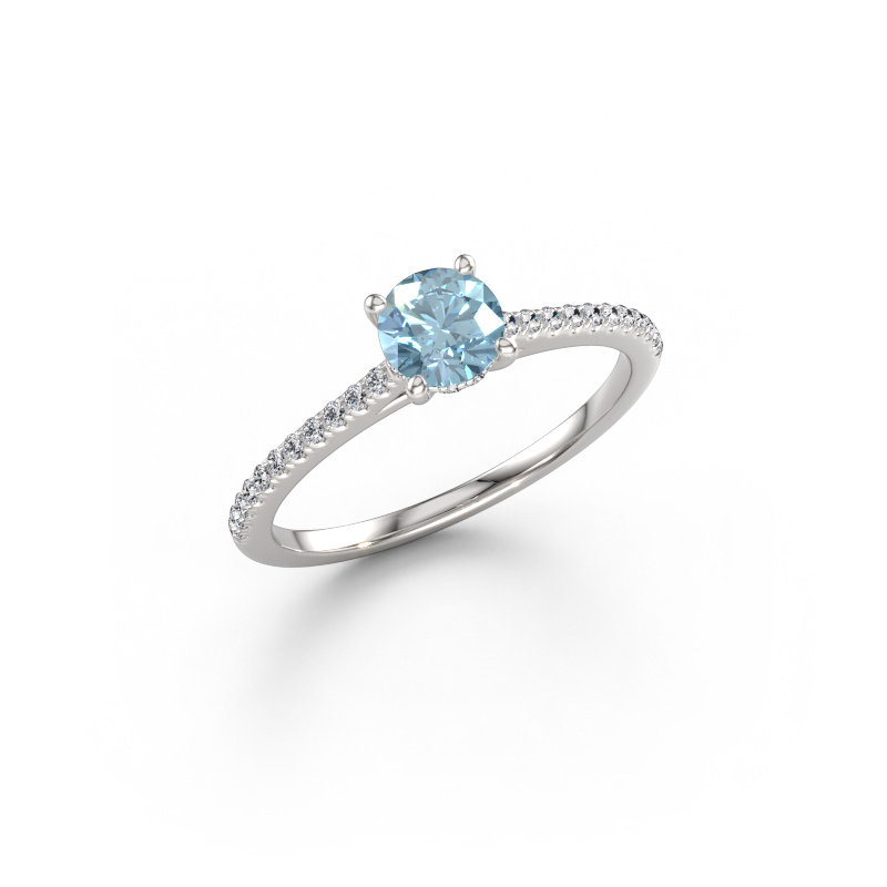 Immagine di Anello di fidanzamento Sophie RND 585 oro bianco Diamante lab grown blu 5 mm