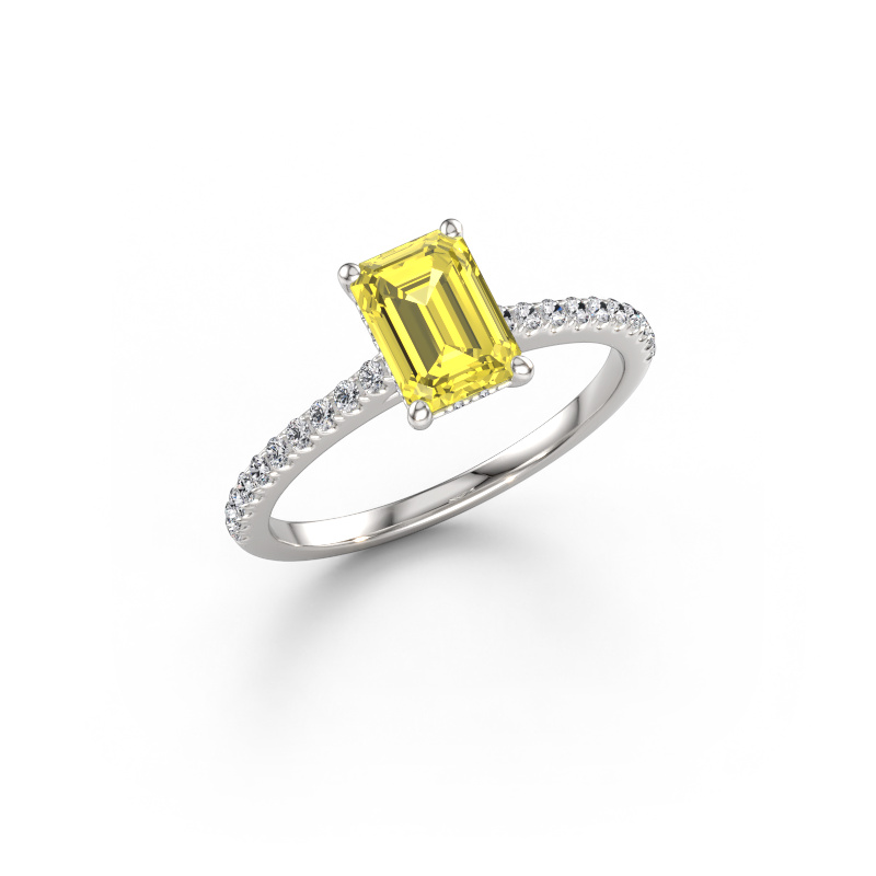 Immagine di Anello di fidanzamento Sophie EME 950 platino Diamante lab grown giallo 7.5x5.5 mm
