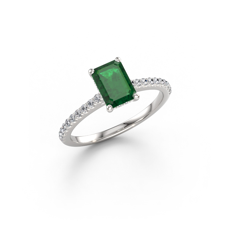Image of Engagement ring Sophie EME 950 platinum Emerald 7.5x5.5 mm