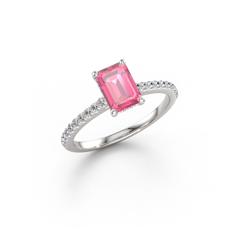 Image of Engagement ring Sophie EME 950 platinum Pink sapphire 7.5x5.5 mm