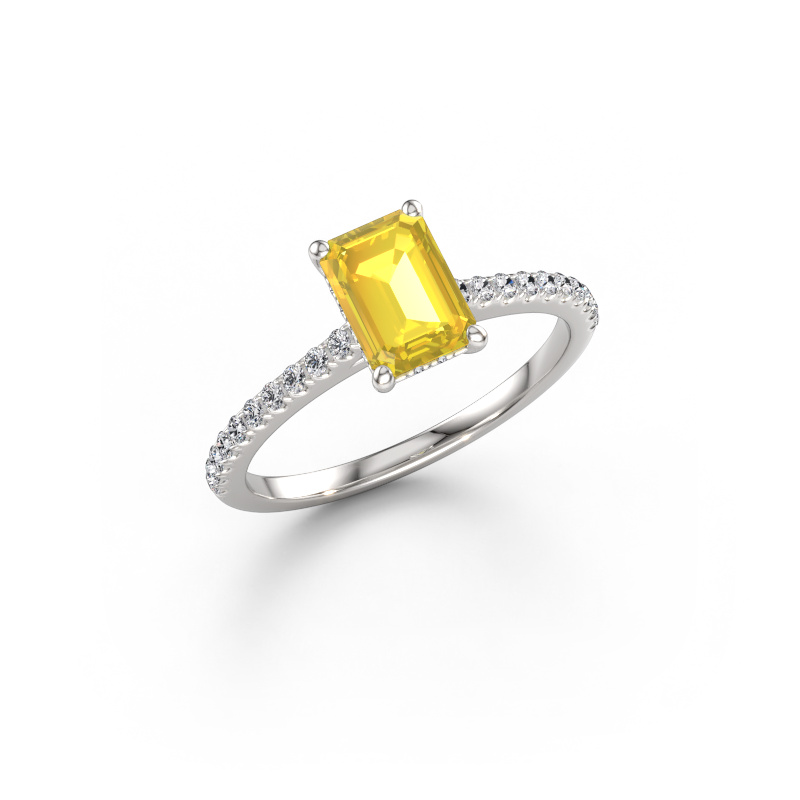 Bild von Verlobungsring Sophie EME 950 Platin Gelb Saphir 7.5x5.5 mm