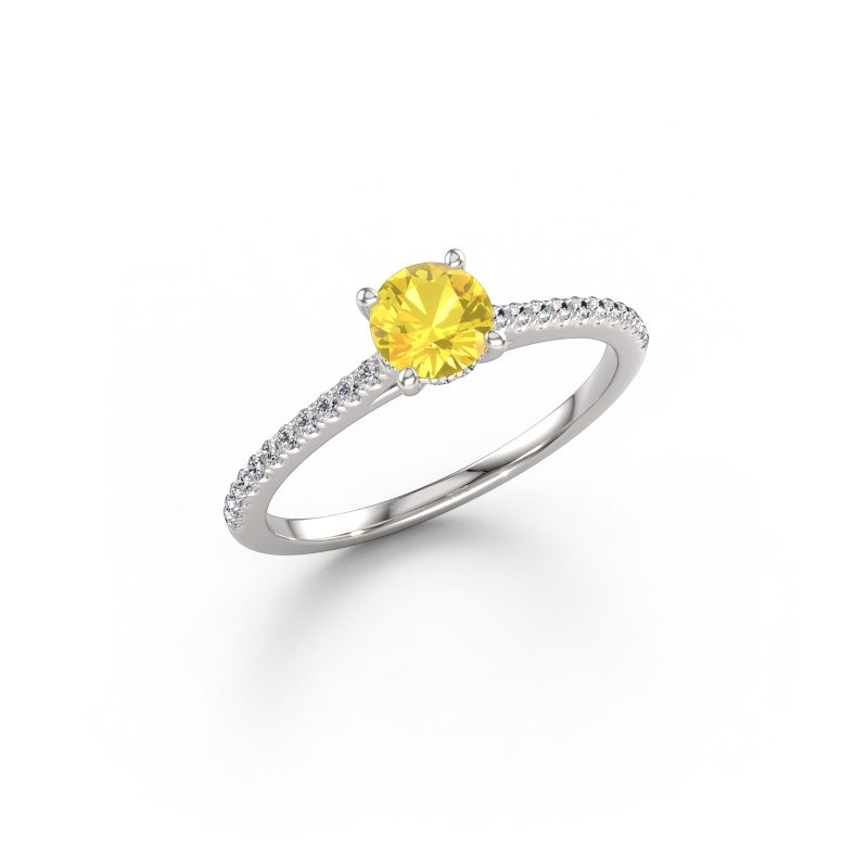 Image of Engagement ring Sophie RND 950 platinum Yellow sapphire 5 mm