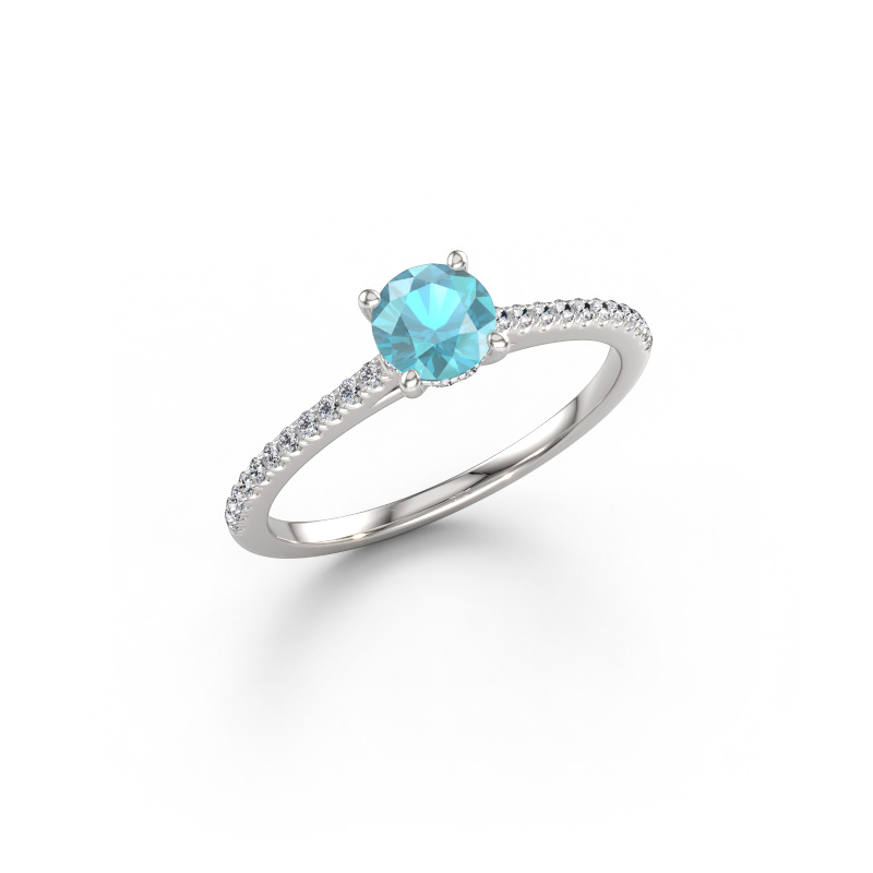 Image de Bague de fiançailles Sophie RND 950 platine Topaze bleue 5 mm