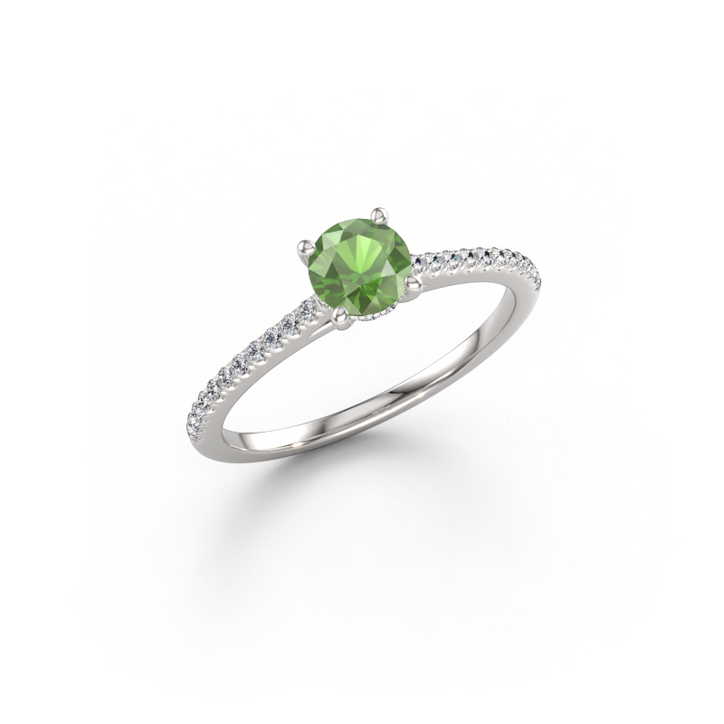 Image de Bague de fiançailles Sophie RND 585 or blanc Vert tourmaline 5 mm