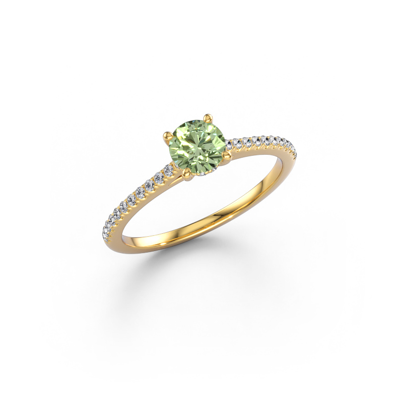 Image of Engagement ring Sophie RND 585 gold Green lab grown diamond 5 mm