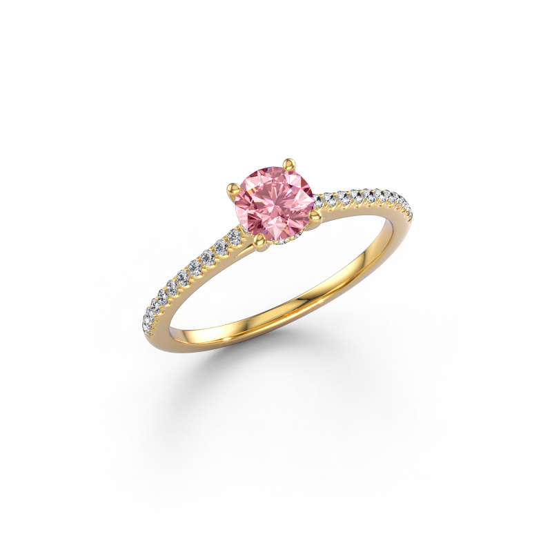 Image of Engagement ring Sophie RND 585 gold Pink lab grown diamond 5 mm