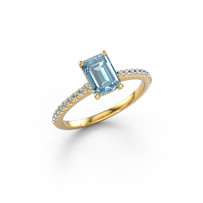 Image of Engagement ring Sophie EME 585 gold Blue lab grown diamond 7.5x5.5 mm