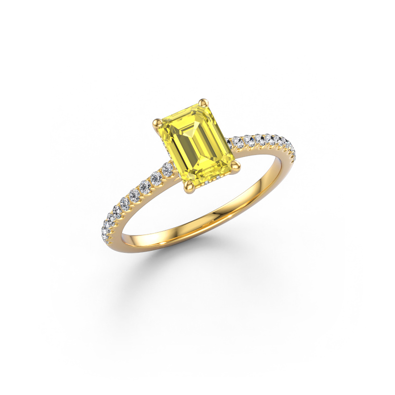 Image of Engagement ring Sophie EME 585 gold Yellow lab grown diamond 7.5x5.5 mm