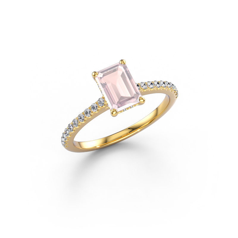 Bild av Förlovningsring Sophie EME 585 gult guld Champagnefärgad morganit 7.5x5.5 mm