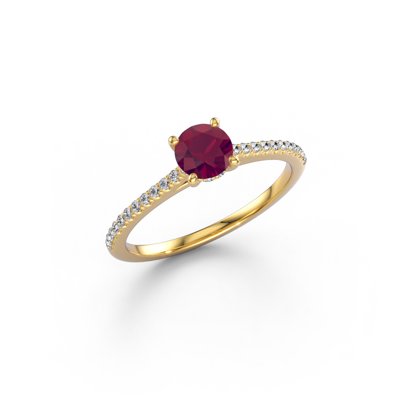 Image of Engagement ring Sophie RND 585 gold Rhodolite 5 mm