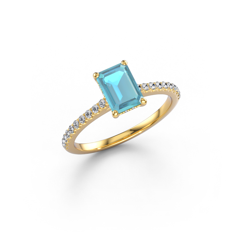 Bild von Verlobungsring Sophie EME 585 Gold Blau Topas 7.5x5.5 mm