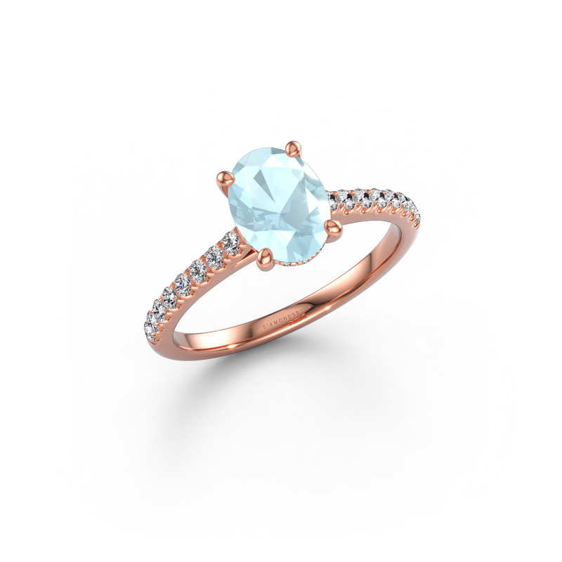 Image de Bague de fiançailles Sophie OVL 585 or rose Aigue-marine 8x6 mm