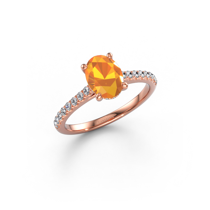 Image of Engagement ring Sophie OVL 585 rose gold Citrin 8x6 mm