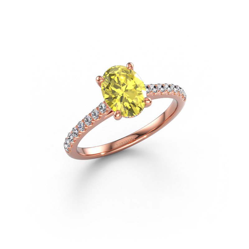 Bild av Förlovningsring Sophie OVL 585 roséguld Gul labbodlad diamant 8x6 mm