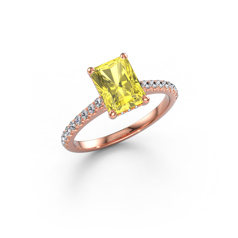 Immagine di Anello di fidanzamento Sophie RAD 585 oro rosa Diamante lab grown giallo 8x6 mm