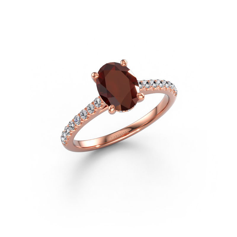 Bild von Verlobungsring Sophie OVL 585 Roségold Granat 8x6 mm