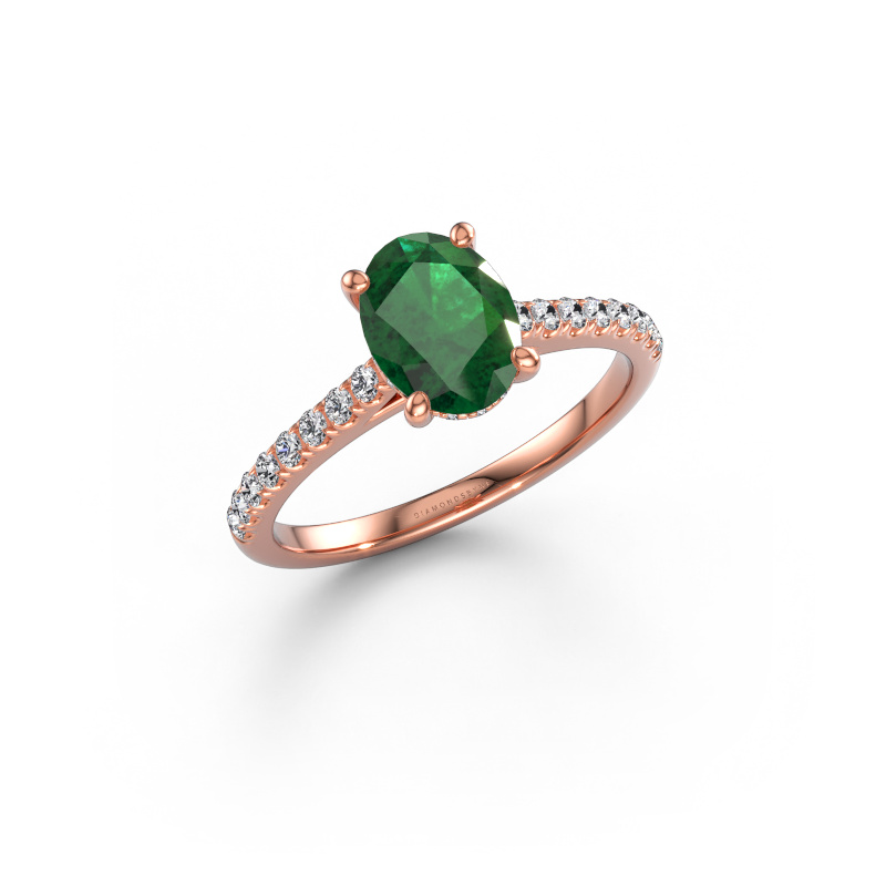 Image of Engagement ring Sophie OVL 585 rose gold Emerald 8x6 mm
