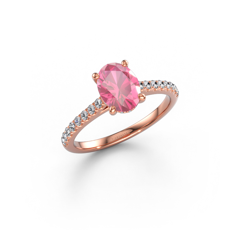 Image of Engagement ring Sophie OVL 585 rose gold Pink sapphire 8x6 mm