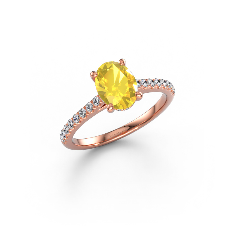Immagine di Anello di fidanzamento Sophie OVL 585 oro rosa Zaffiro giallo 8x6 mm
