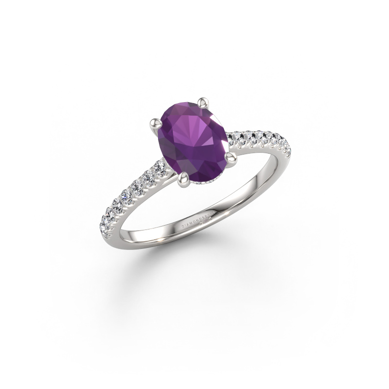 Image of Engagement ring Sophie OVL 950 platinum Amethyst 8x6 mm