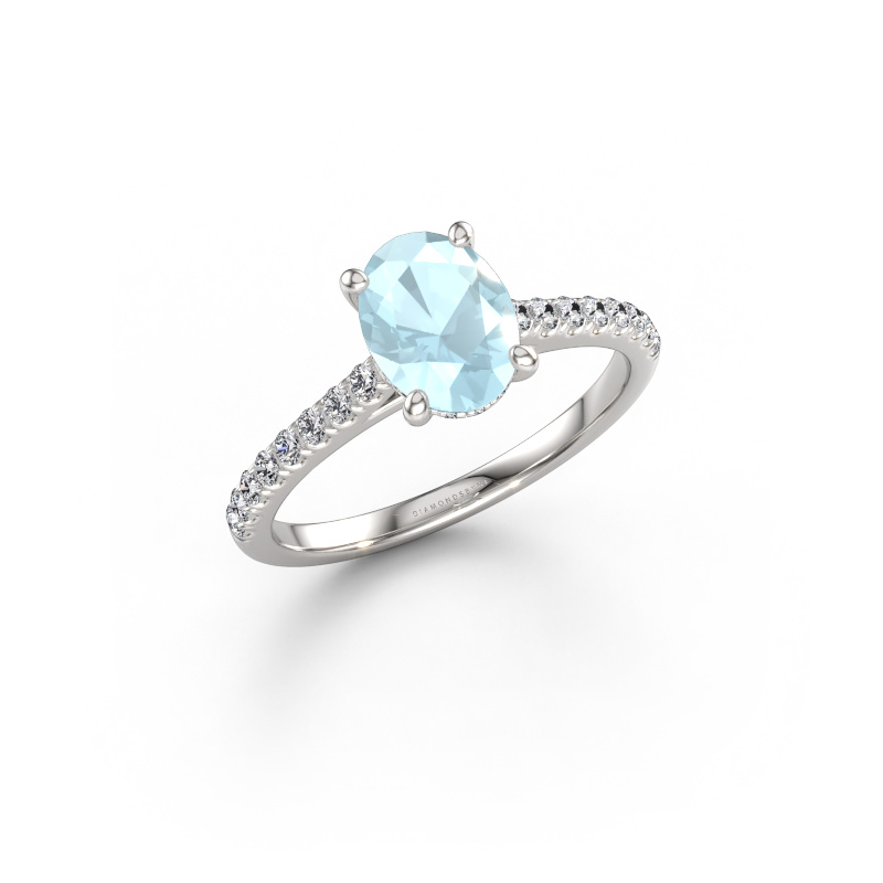 Image of Engagement ring Sophie OVL 585 white gold Aquamarine 8x6 mm