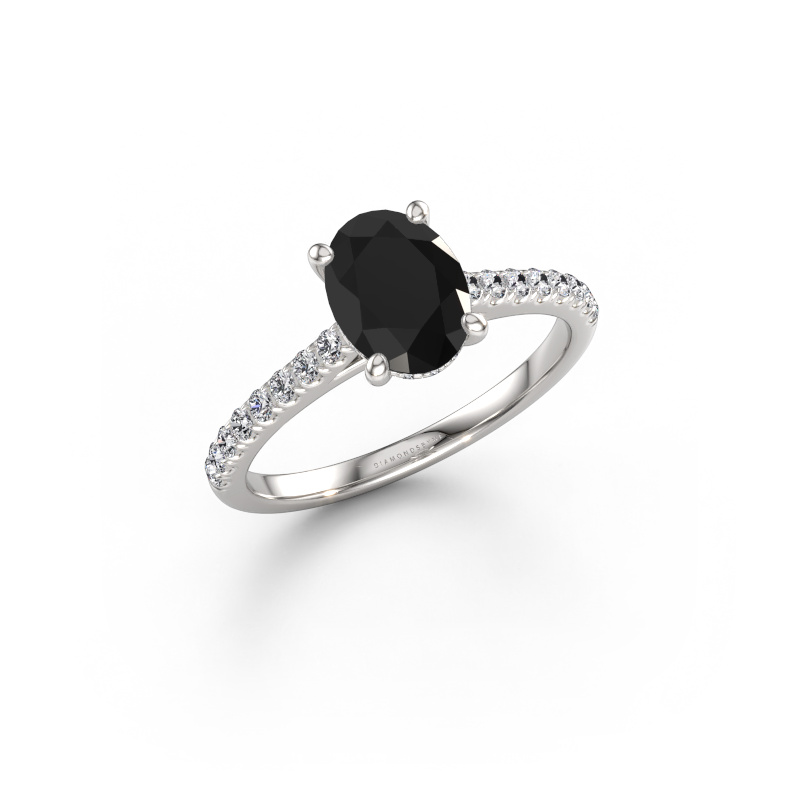 Image of Engagement ring Sophie OVL 950 platinum Black diamond 1.70 crt