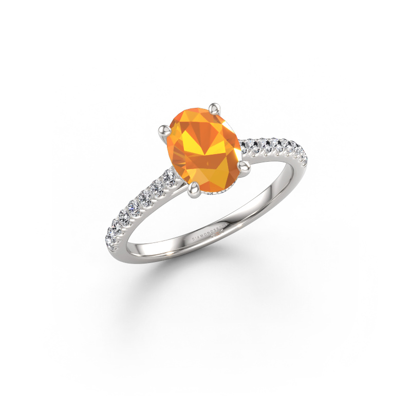 Bild von Verlobungsring Sophie OVL 950 Platin Citrin 8x6 mm