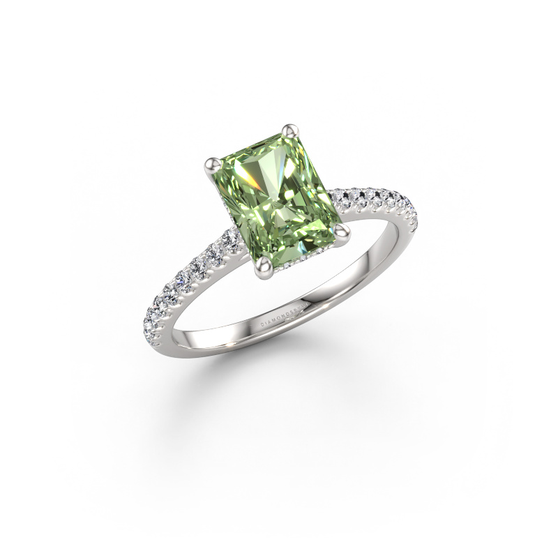 Immagine di Anello di fidanzamento Sophie RAD 950 platino Diamante lab grown verde 8x6 mm