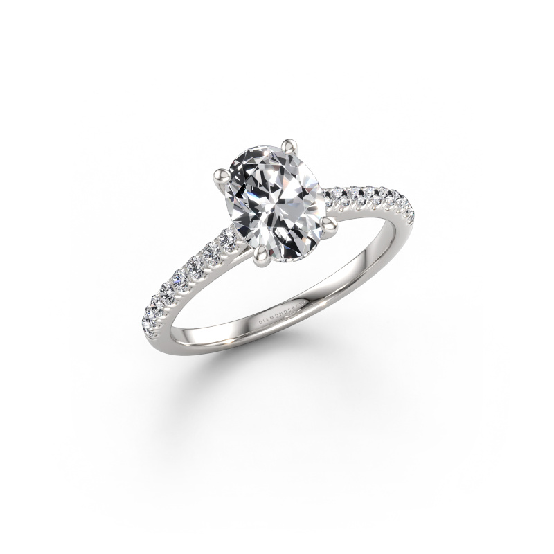 Image de Bague de fiançailles Sophie OVL 585 or blanc Zircone 8x6 mm