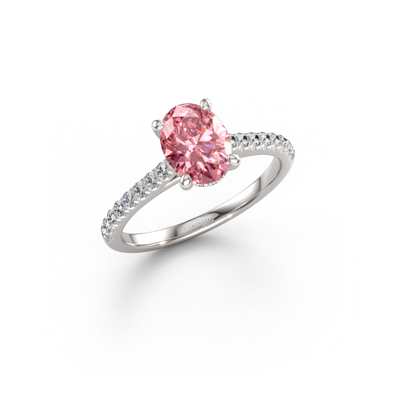 Immagine di Anello di fidanzamento Sophie OVL 585 oro bianco Diamante lab grown rosa 8x6 mm