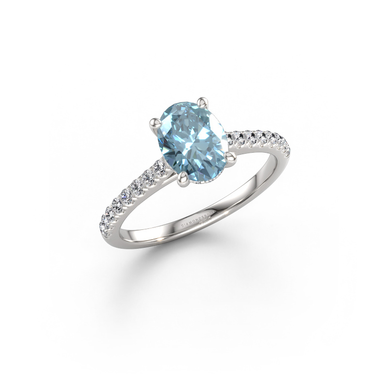 Bild av Förlovningsring Sophie OVL 950 platina Blå labbodlad diamant 8x6 mm
