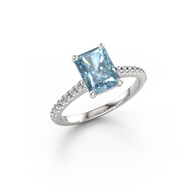 Immagine di Anello di fidanzamento Sophie RAD 585 oro bianco Diamante lab grown blu 8x6 mm