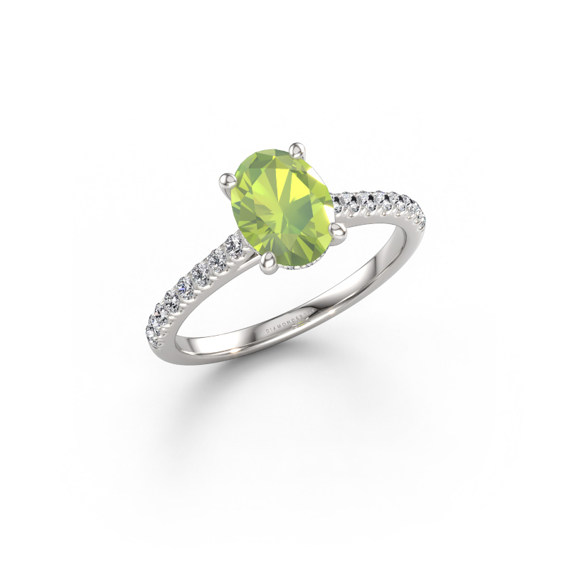 Image of Engagement ring Sophie OVL 950 platinum Peridot 8x6 mm