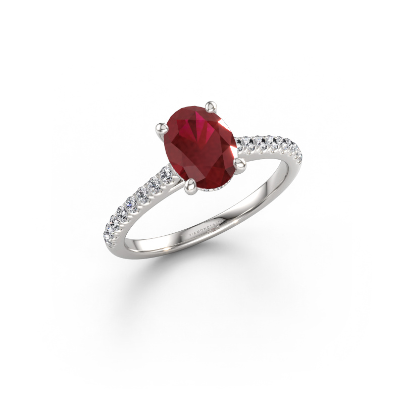 Bild von Verlobungsring Sophie OVL 585 Weißgold Rubin 8x6 mm