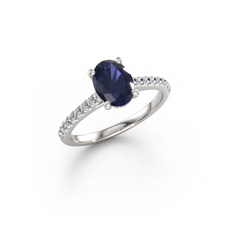 Image of Engagement ring Sophie OVL 585 white gold Sapphire 8x6 mm