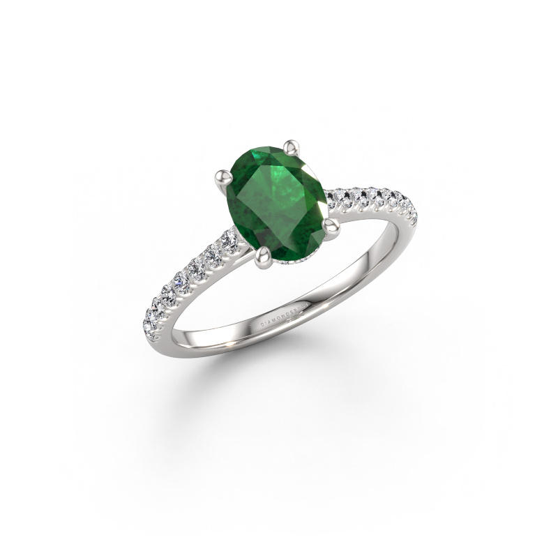 Image of Engagement ring Sophie OVL 950 platinum Emerald 8x6 mm