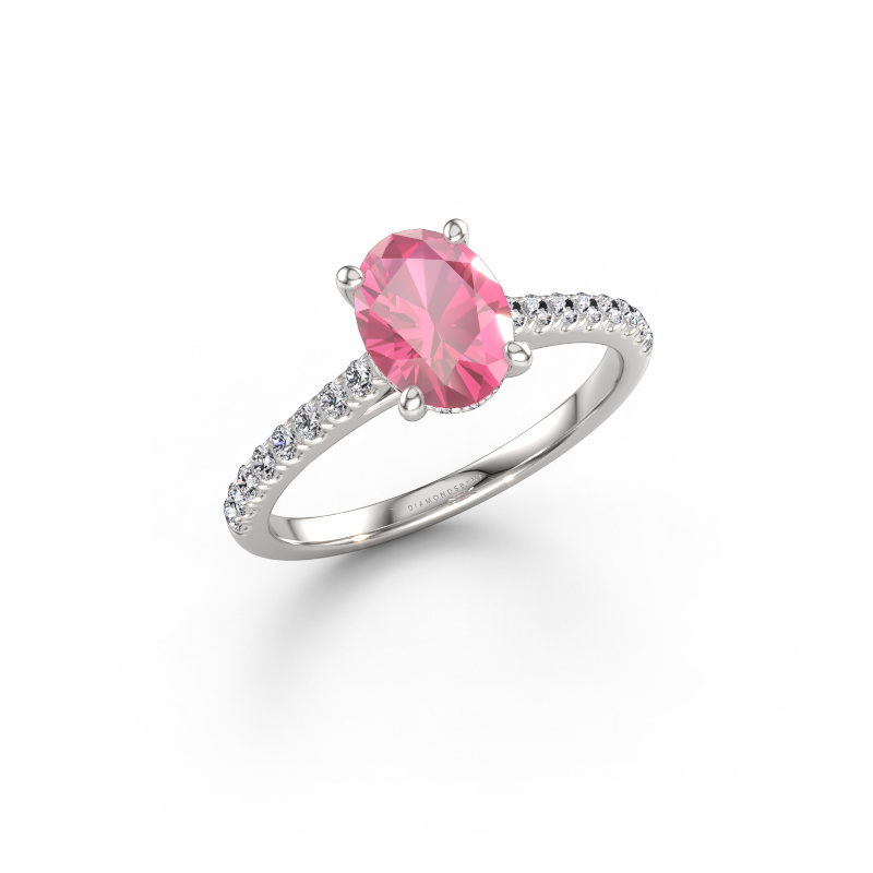 Image of Engagement ring Sophie OVL 950 platinum Pink sapphire 8x6 mm