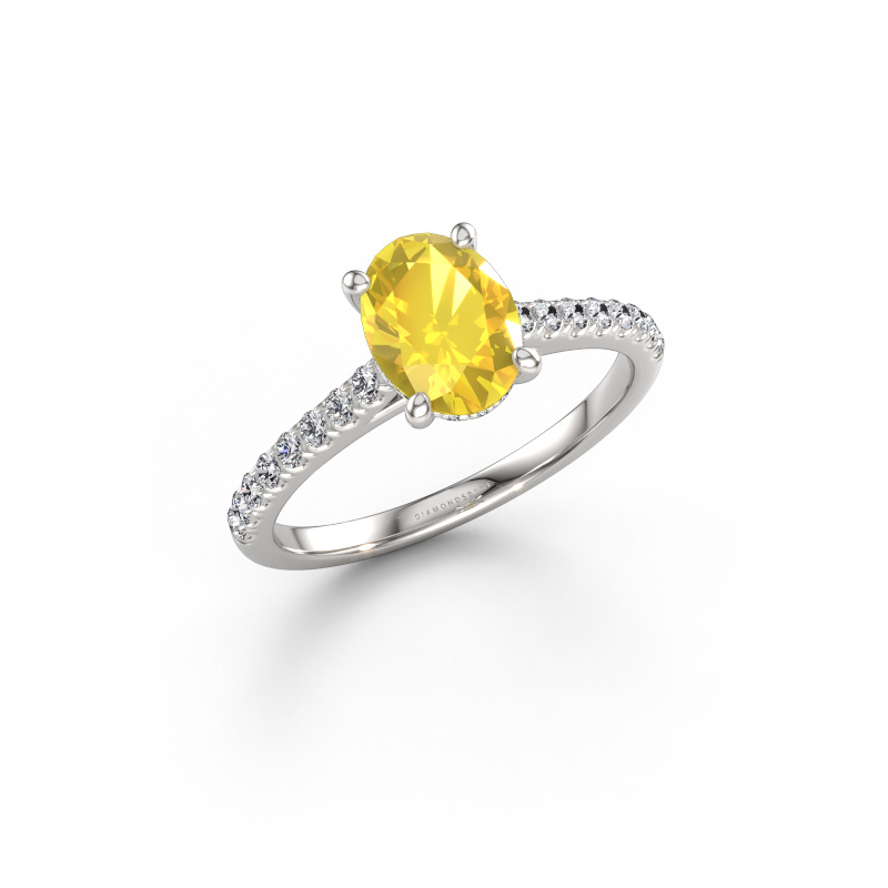 Bild von Verlobungsring Sophie OVL 950 Platin Gelb Saphir 8x6 mm