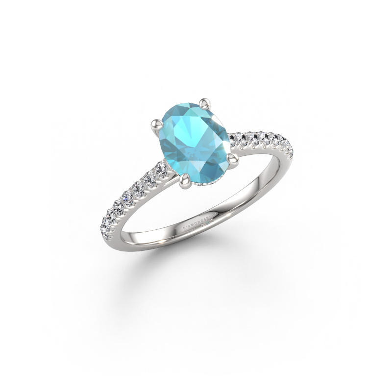 Bild von Verlobungsring Sophie OVL 950 Platin Blau Topas 8x6 mm