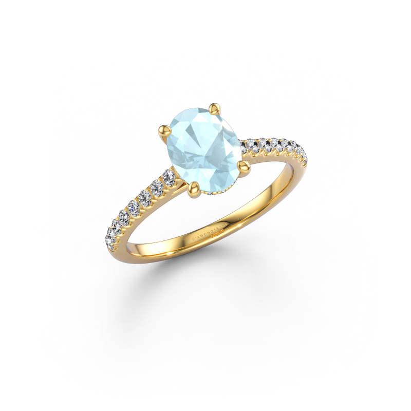 Image of Engagement ring Sophie OVL 585 gold Aquamarine 8x6 mm