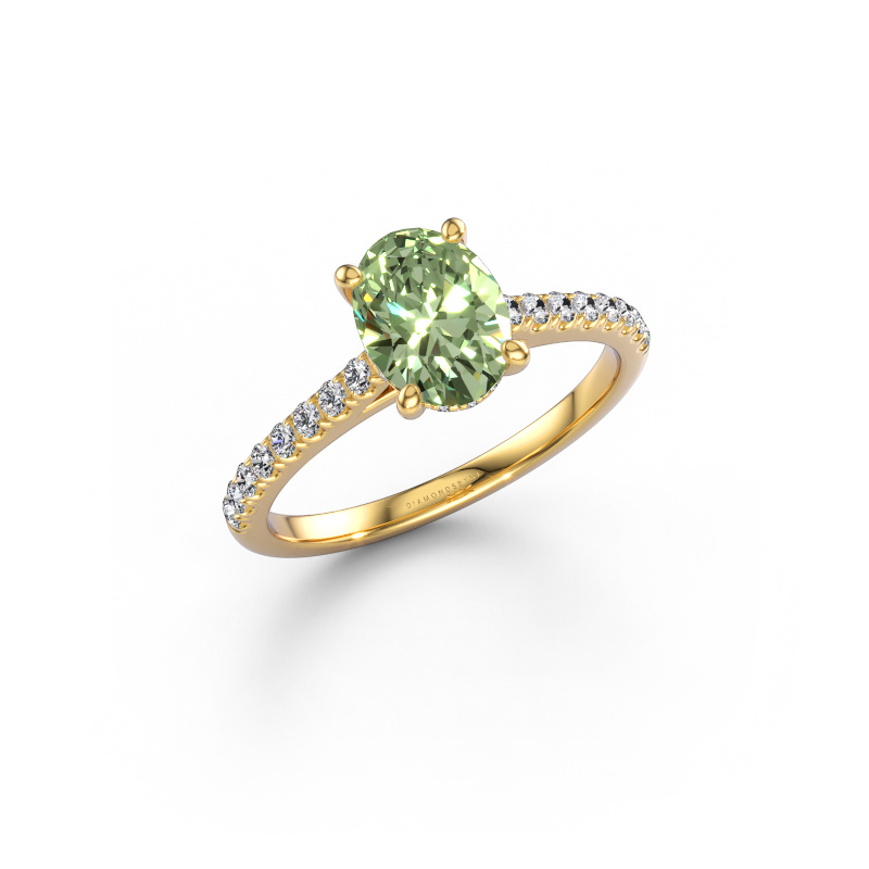 Immagine di Anello di fidanzamento Sophie OVL 585 oro Diamante lab grown verde 8x6 mm