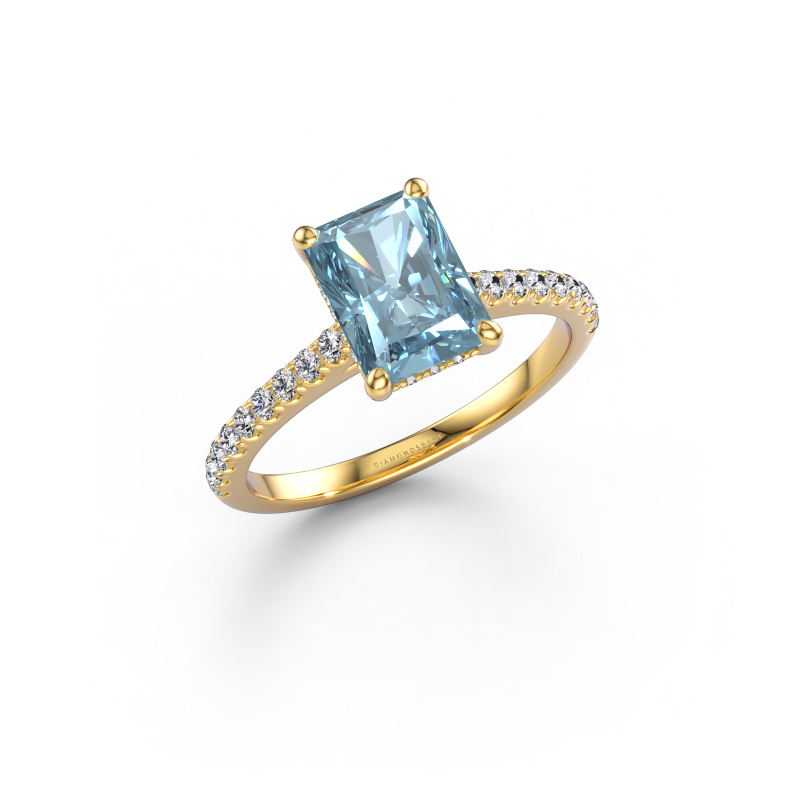 Image of Engagement ring Sophie RAD 585 gold Blue lab grown diamond 8x6 mm