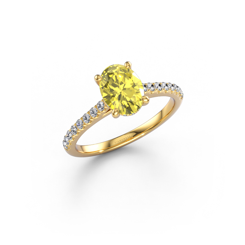 Image of Engagement ring Sophie OVL 585 gold Yellow lab grown diamond 8x6 mm