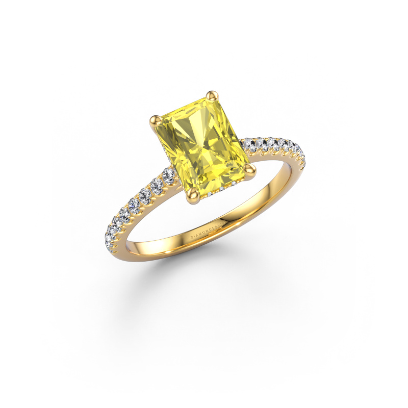 Image of Engagement ring Sophie RAD 585 gold Yellow lab grown diamond 8x6 mm